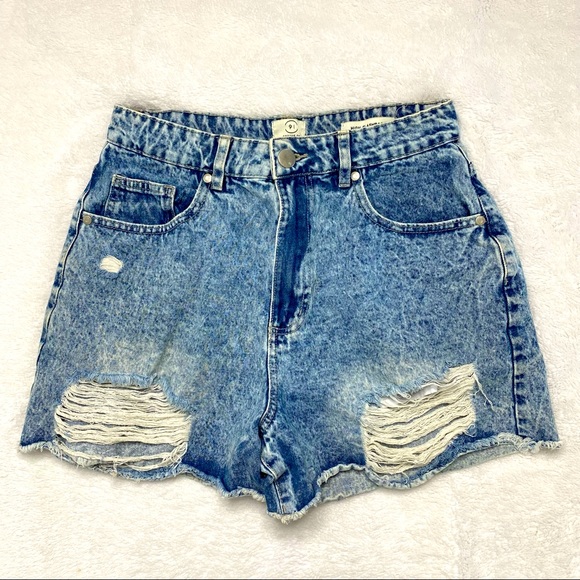 Cotton On Pants - COTTON ON Acid Wash High Flashback Distressed Shorts US 8 EUR 40